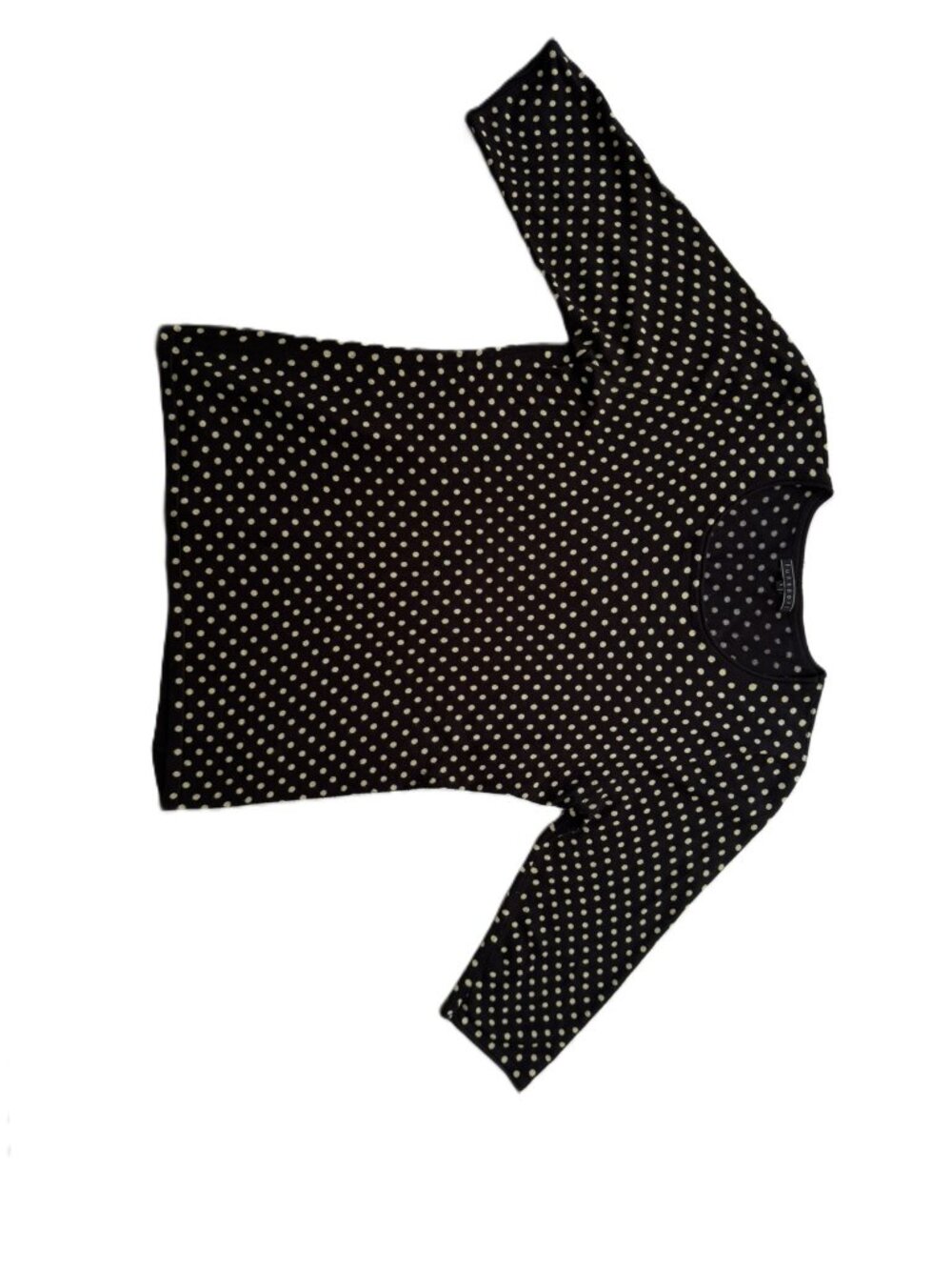Funsport Black & White Polka Dot 3/4 Sleeve Knit Sweater sz L